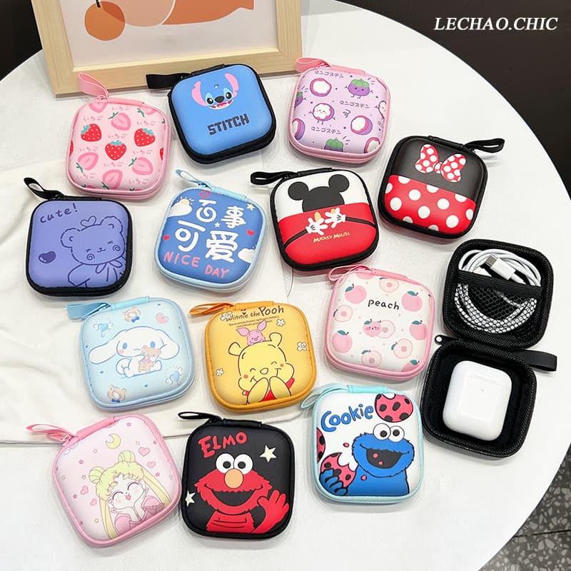 Saco de armazenamento de fone de ouvido Bluetooth dos desenhos animados cabo de dados U disco chave bonito caixa de arma