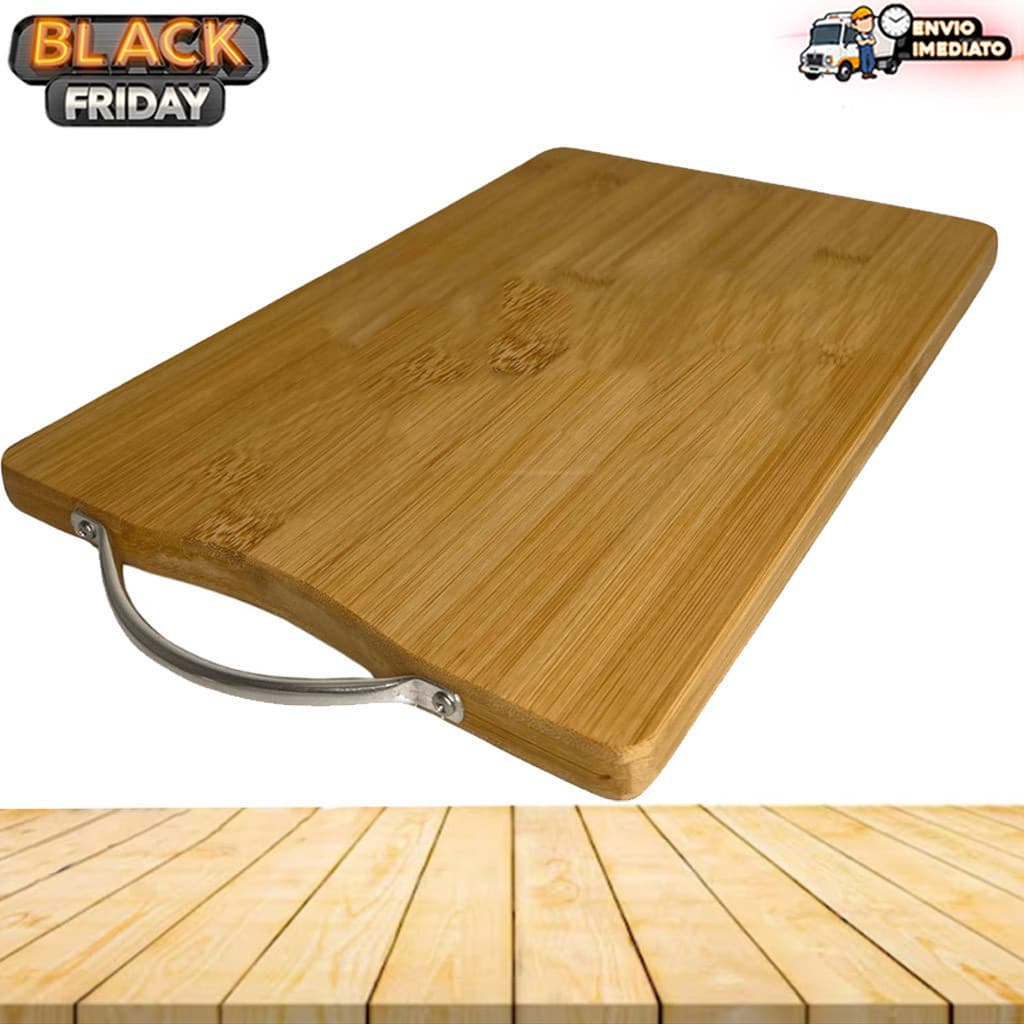 Tábua de Carne de Bambu – Tábua de Corte de Churrasco Multiuso 32x22cm | Opção com Sulco ou Lisa Retangular