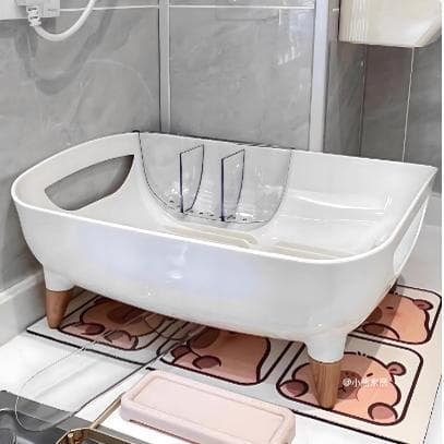 Estilo creme prato rack de armazenamento prato jantar pratos talheres filtro caixa armazenamento água plástico cozinha p