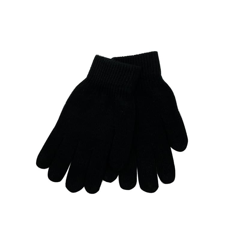 Luvas pretas de lã de cor sólida, luvas mágicas elásticas confortáveis para ciclismo, homens, mulheres, quatro estações,