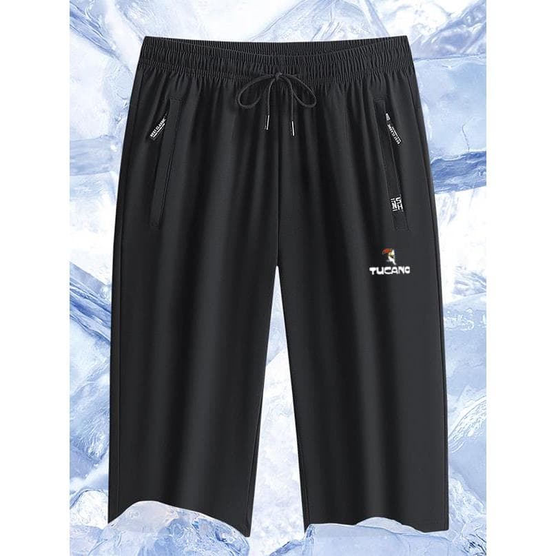 Woodpecker calças cortadas de seda gelo Shorts masculinos verão fino de secagem rápida solto Casual em linha reta pai ca
