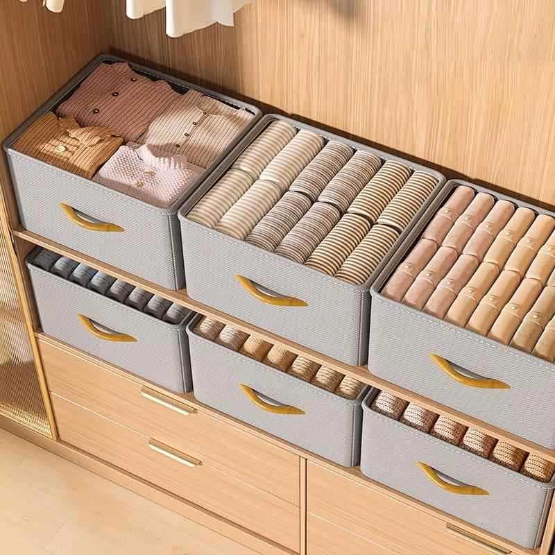 Caixa de armazenamento de roupas guarda-roupa doméstico em camadas organizador caixa roupas calças tecido gaveta tipo do
