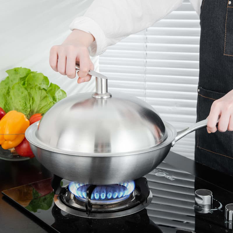 Panela antiaderente wok frigideira doméstica wok panela de dupla utilização fogão a gás adequado fogão a gás panela espe