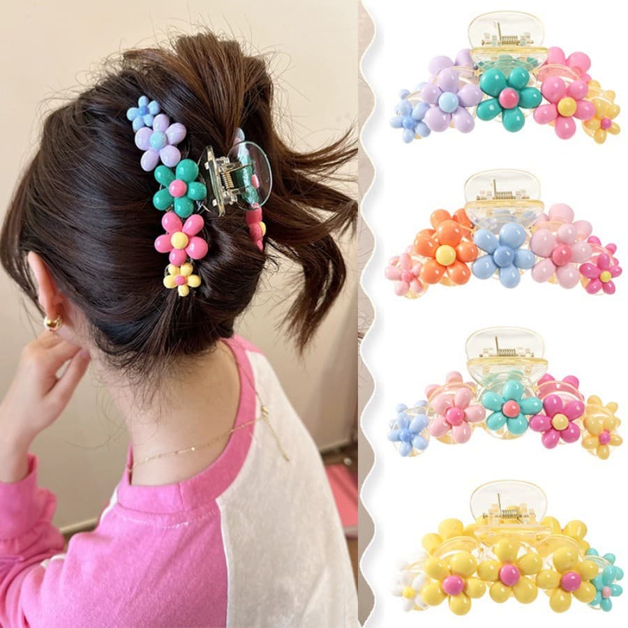 Presilhas de cabelo de acrílico em cores vibrantes estilo coreano, adequadas para meninas, acessórios de cabelo fofos pa