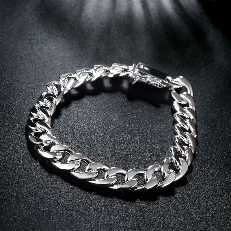 Pulseira DOTEFFIL em prata esterlina 925, equipada com um fecho quadrado de 10mm, adequada para homens e mulheres como a
