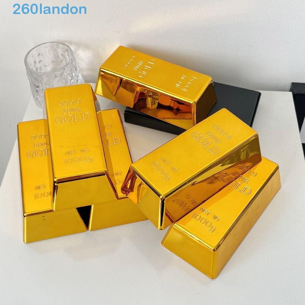 Tijolo Dourado LANDON , Barra De Ouro Falsa Brilhante De Peso De Papel Barras De Simulação De Parada De Porta De Plástic