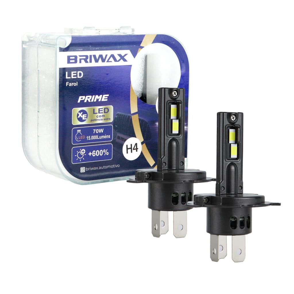 Par Lampada Led H4 Super Forte 15000Lm 6500K Prime Led Briwax VW Gol G1 ao G7 Up Saveiro