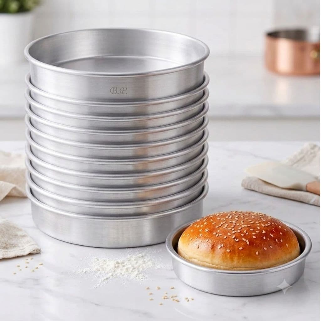 Kit 10 Formas de Pão de Hamburguer Mini Pizza Tortinha Mini Pão Caseiro em Aluminio