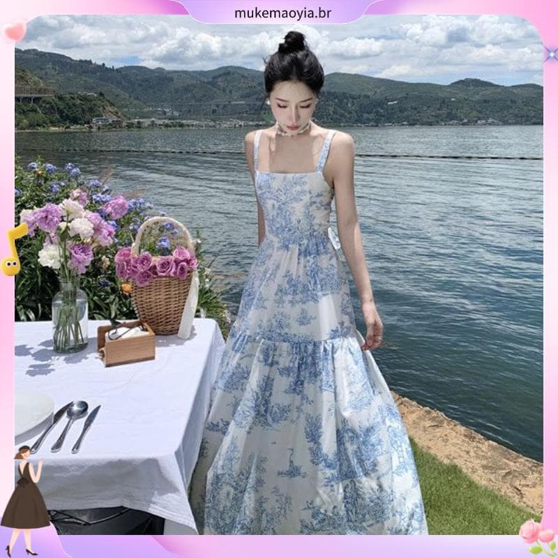 Vestido Floral Elegante Com Amarração Nas Costas Para Mulheres LNE67273
