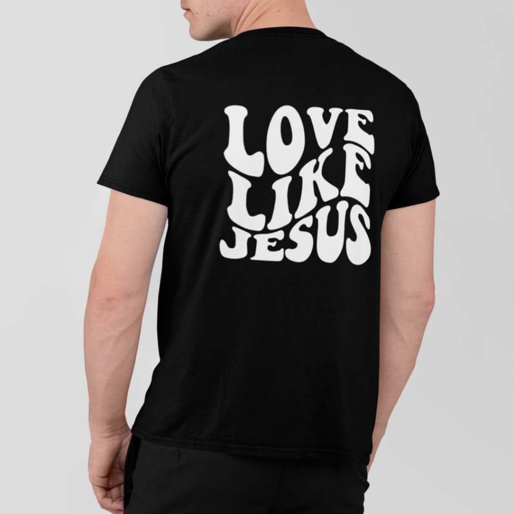 Camiseta Básica Preta 100% Algodão Manga Curta Frase Gospel