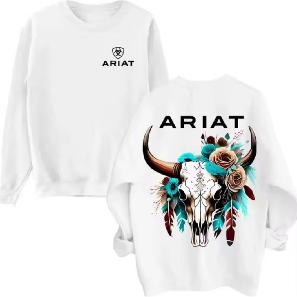 Moletom Feminino Blusa de Frio Country ARIAT CRÂNIO FLORES Cowgirl Moda Western Estilo e Elegância