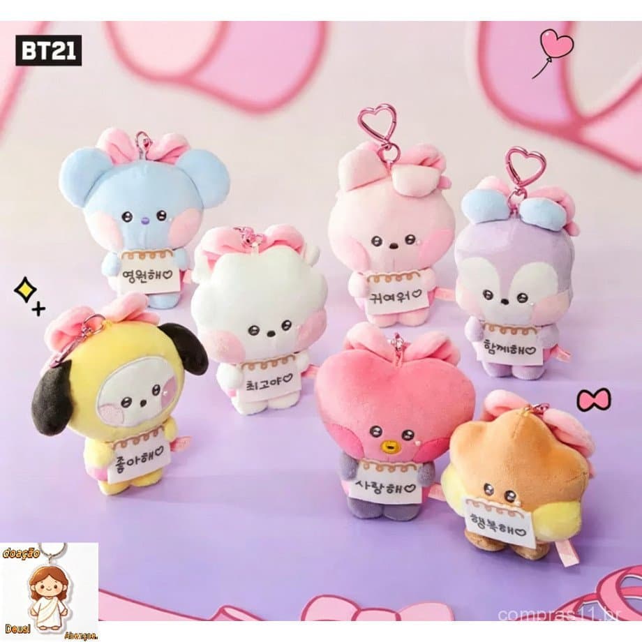 BT21 bts Chave de pelúcia pingente bts boneca de pelúcia
