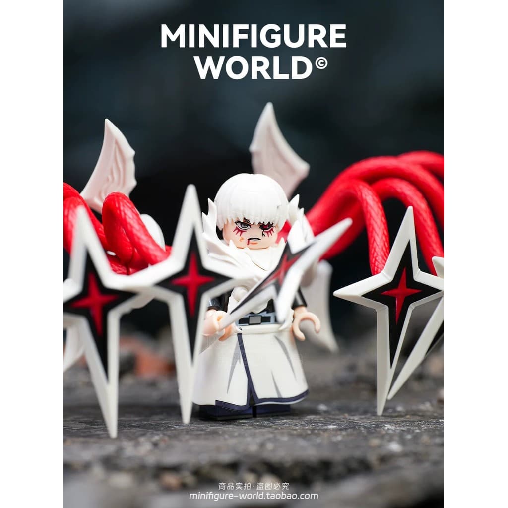 Brinquedo de minifigura de bloco de construção montado em terceiros de Anime de cabelo branco