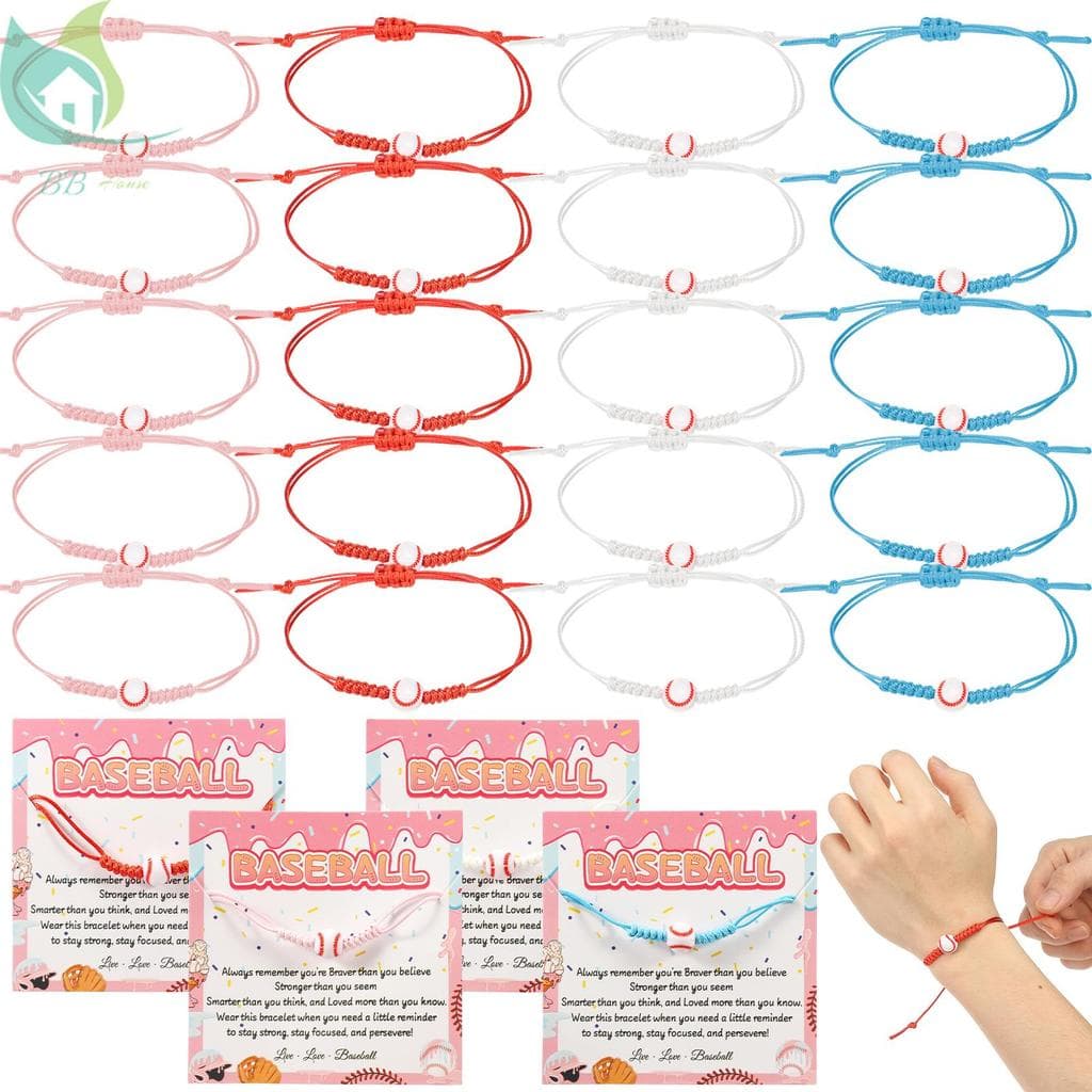 24 Peças Pulseiras De Beisebol Com Contas Cartões De Citações Inspiradoras Kit De Pulseira Esportiva De Pulso Ajustável