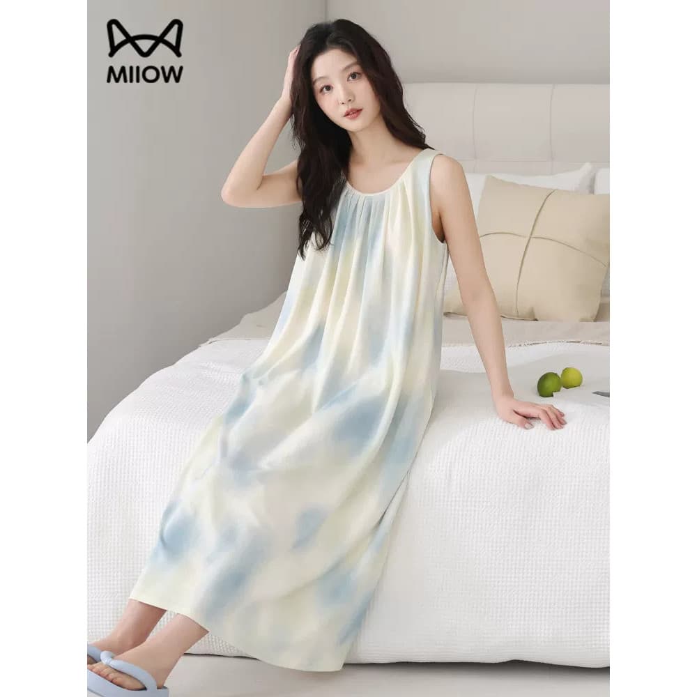 Gato camisola feminina verão camisola peito acolchoado colete feminino algodão seda verão delicado pijamas feminino 2026