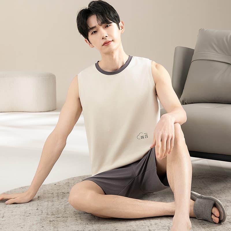 Pijama masculino Modal verão colete fino sem mangas 2025 novo estilo verão Plus Size terno Homewear para meninos