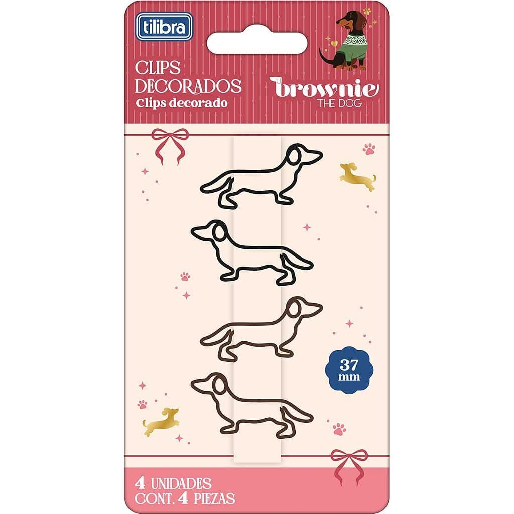 Clips Decorado 4unid Brownie Dog Tilibra