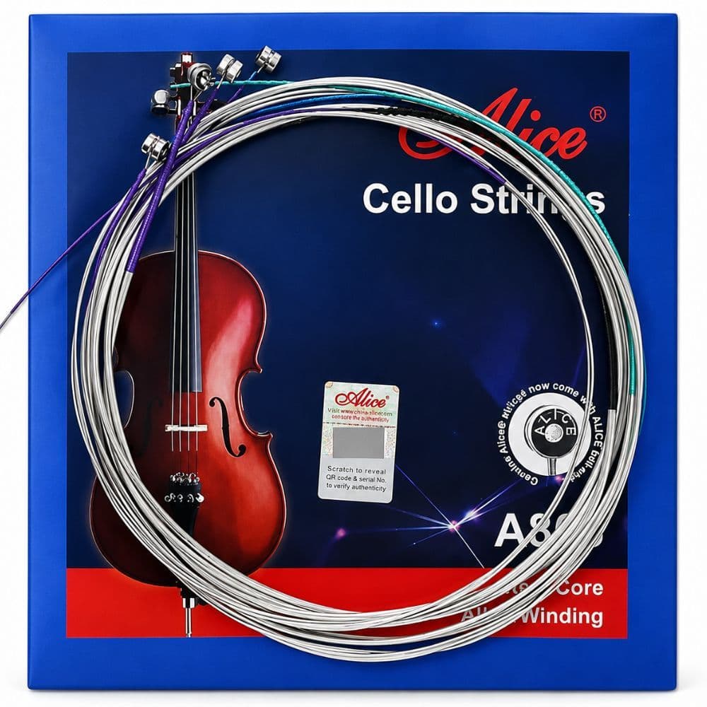 Encordoamento Alice A803 Violoncelo Cello 4/4 Jogo Completo 4 Cordas A D G C Núcleo de Aço Premium