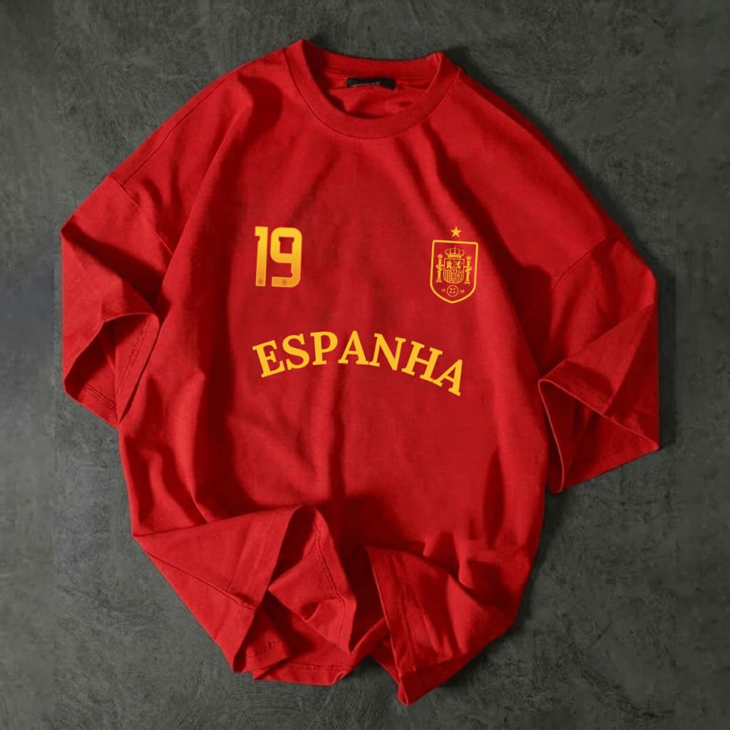 Camiseta Espanha Spain Futebol Masculina Feminina Unissex 100% Algodão Premium Copa 2026 Streetwear Envio Rápido