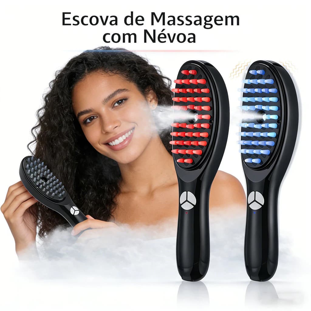 Escova Massageadora com Laser 4 em 1 – Tratamento Capilar e Antiqueda