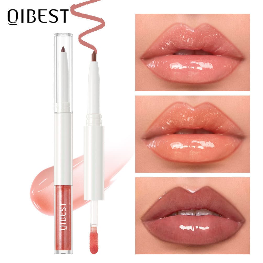 Lip Liner Dois em Um Brilho Labial Espelho de Duas Cabeças