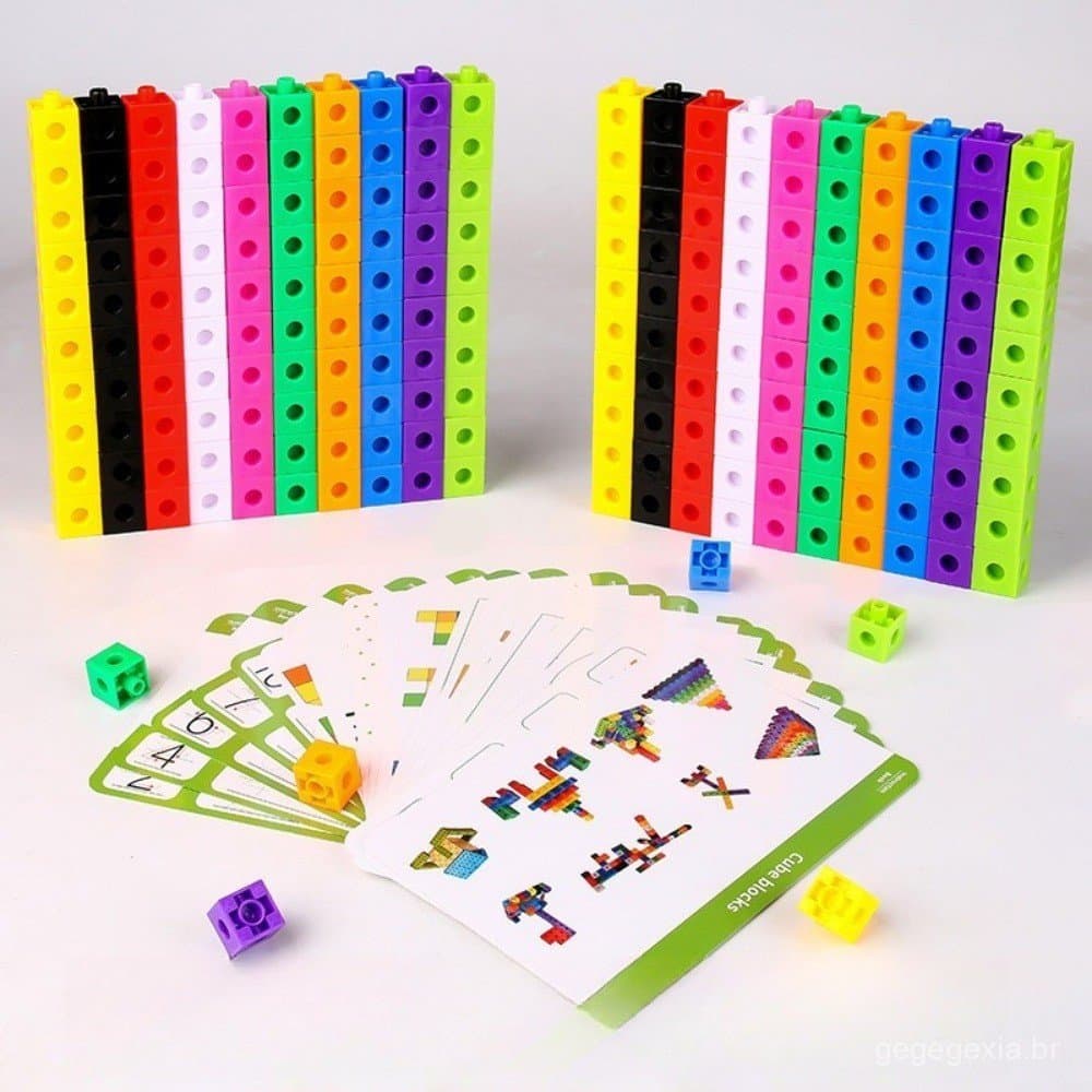 Cubos De Ligação Blocos De Matemática Brinquedo Com Cartões De Atividade 100 Pçs Números Contagem Conjunto Snap Contador