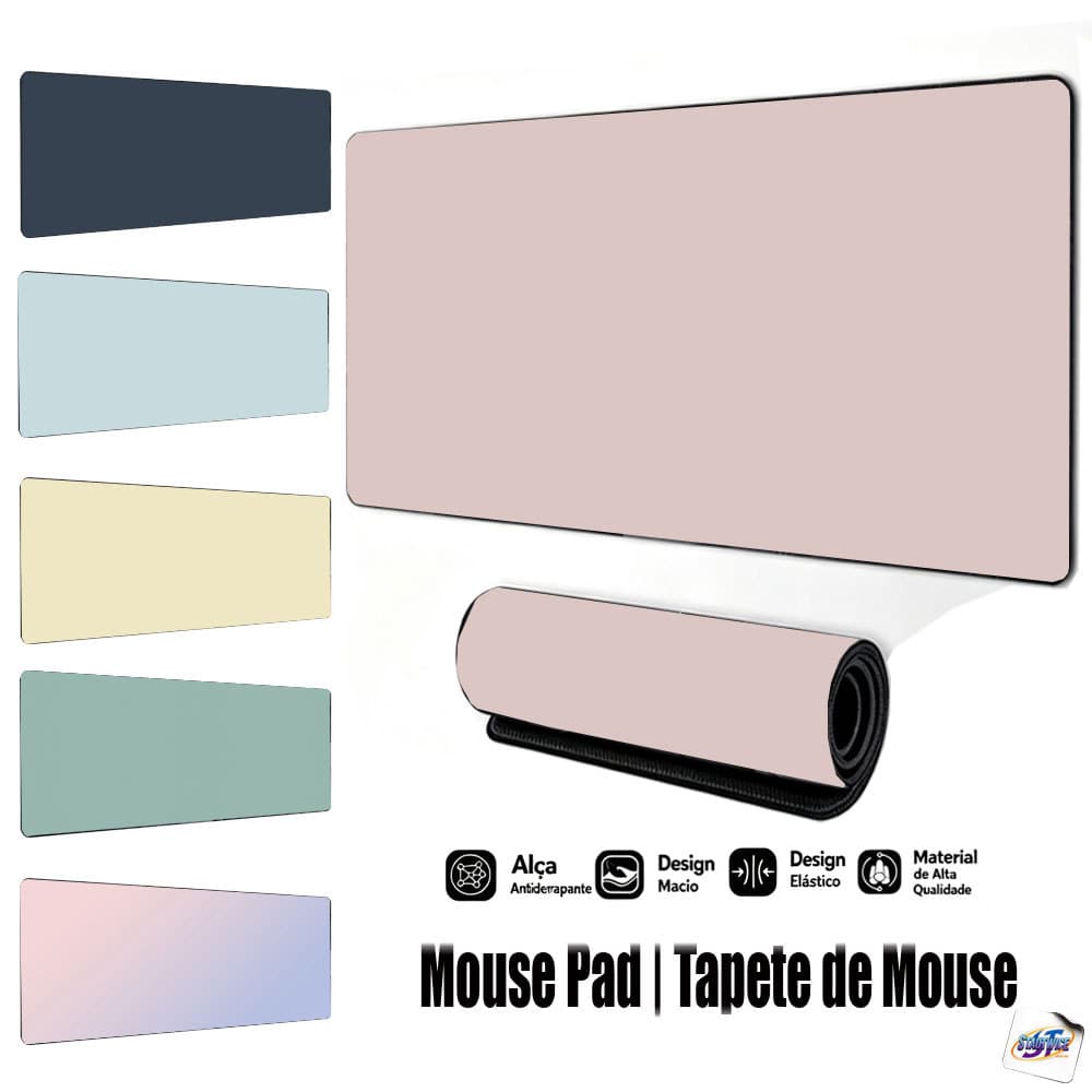 Mouse Pad Gamer Tapete de Mouse 80x30cm Cor Sólida Base de Borracha Antiderrapante Borda Costurada FPS Escritório