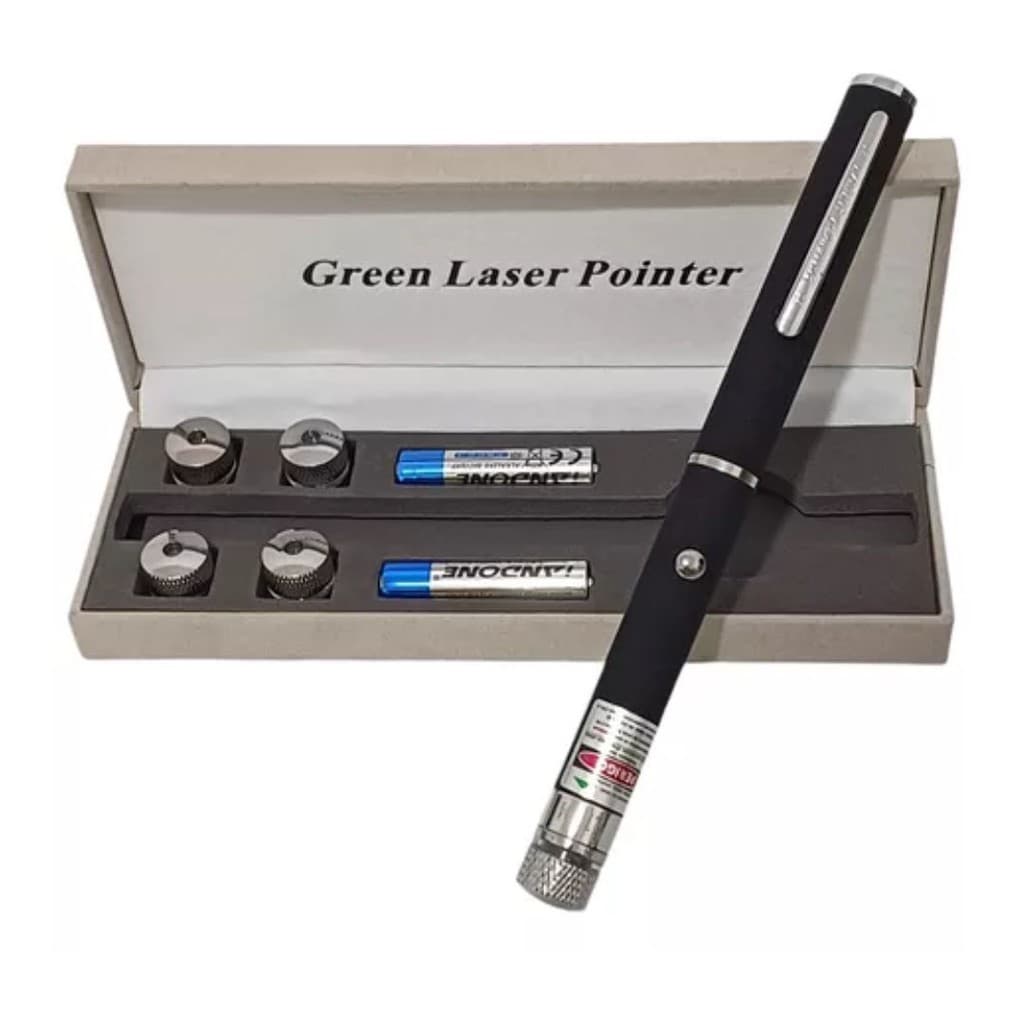 Caneta Laser Pointer Lanterna Luz Verde Potente 5 Ponteiras