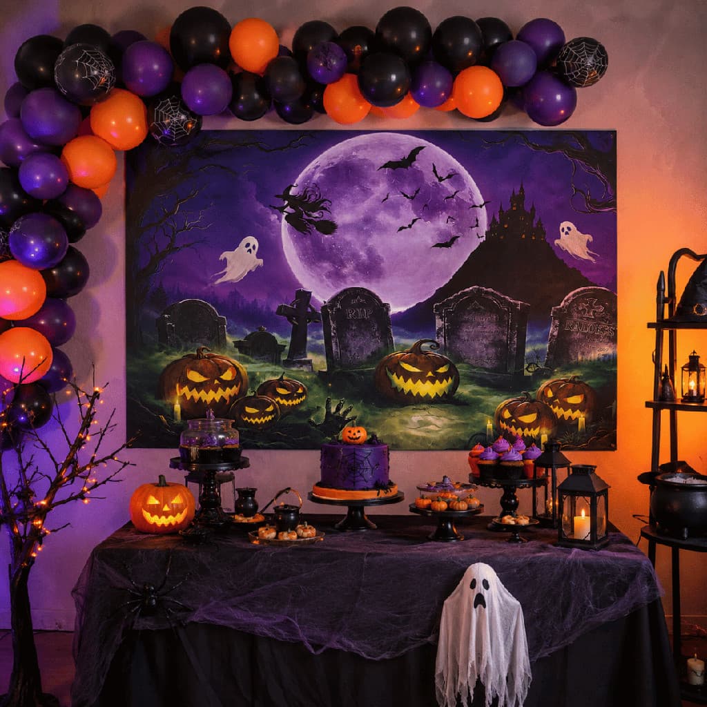 Painel TNT Decorativo Halloween Dia das Bruxas 1,40x1,03m