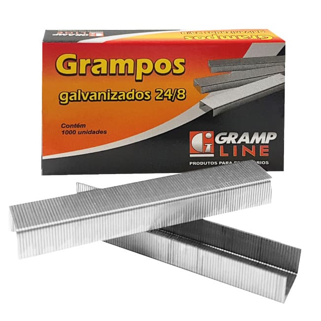 Grampo Para Grampeador - Galvanizado 24/8 - Caixa C/ 1000 Un