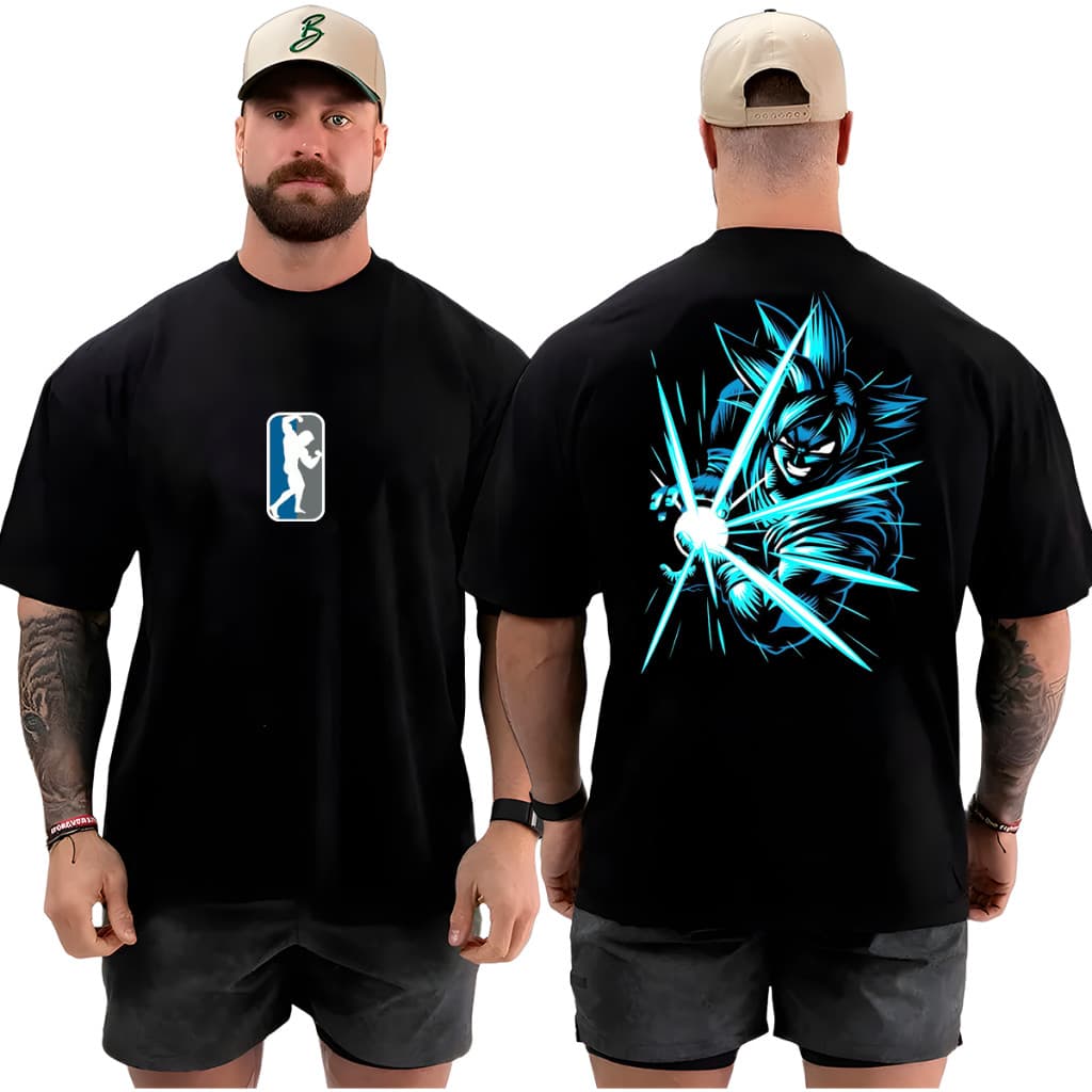 Camiseta Camisa Oversized Goku Top Academia Musculação Streetwear 100% Algodão Qualidade