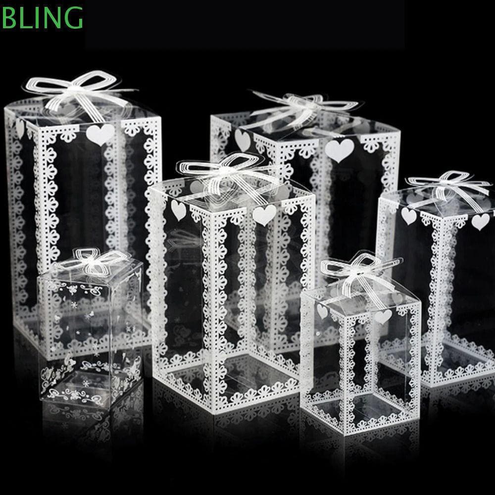 Conjunto de 10 caixas de PVC impressas BLING, caixas de embalagem transparentes de vários tamanhos, caixas de doces reut