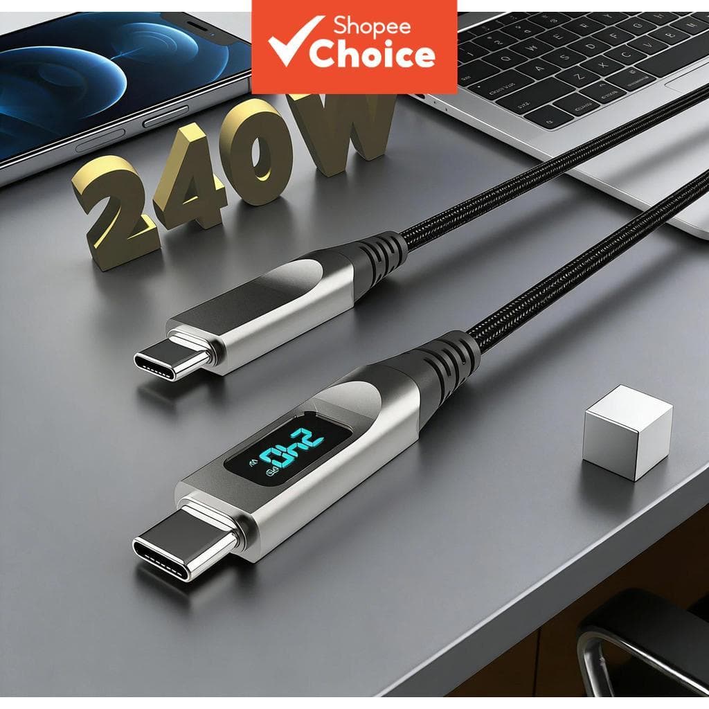 Cabo De Carregamento Tipo C De 240 W Rápido De Dados Para iPhone 16 15 Xiaomi Huawei MacBook