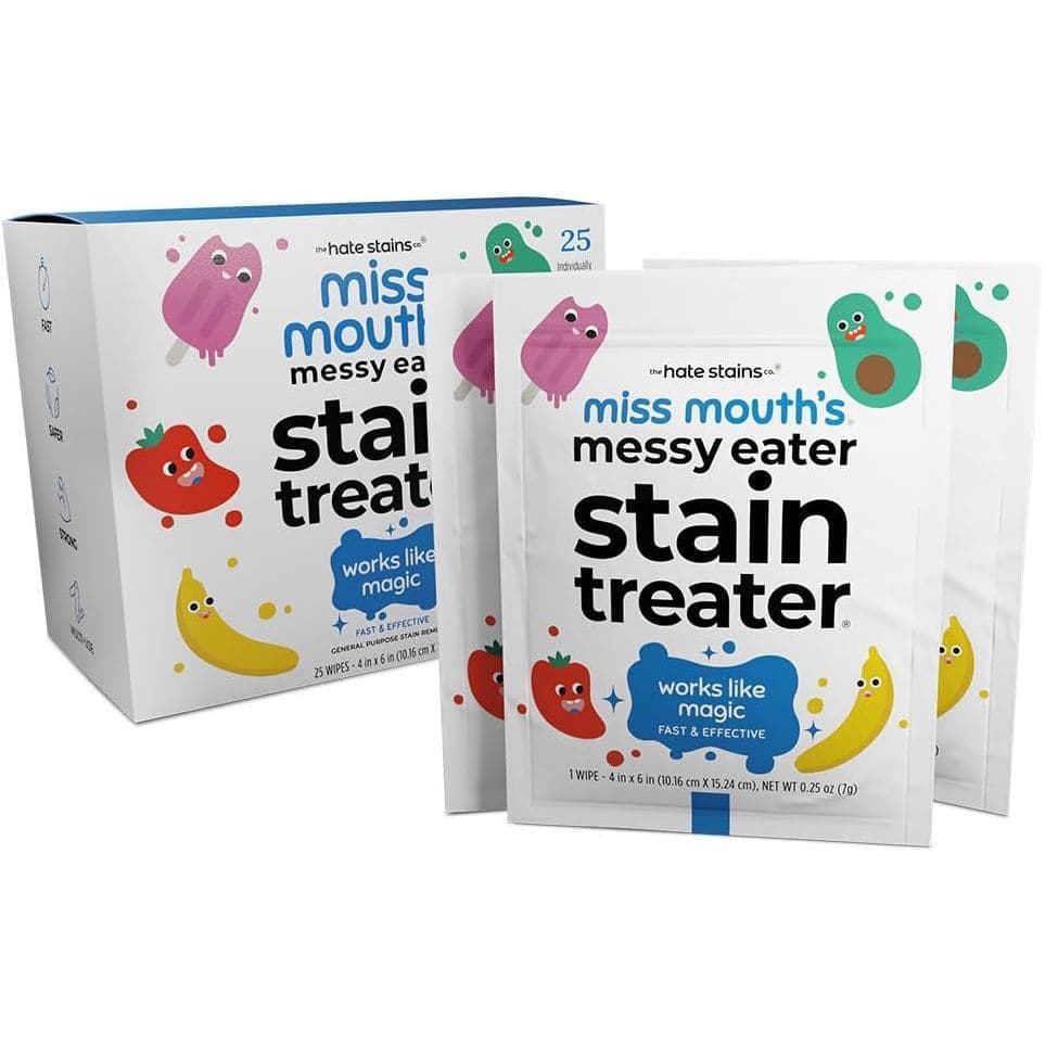 Toalhetes Removedores de Manchas Miss Mouth's Messy Eater - Pacote com 25, Sem Perfume - Essenciais para Viagem - Toalhe