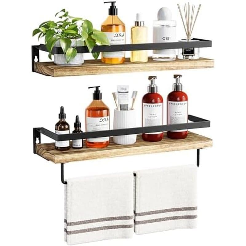 AMADA HOMEFURNISHING Prateleiras De Banheiro Com Barra De Toalha , Flutuantes Parede Para/Sala De Estar/Cozinha/Quarto ,