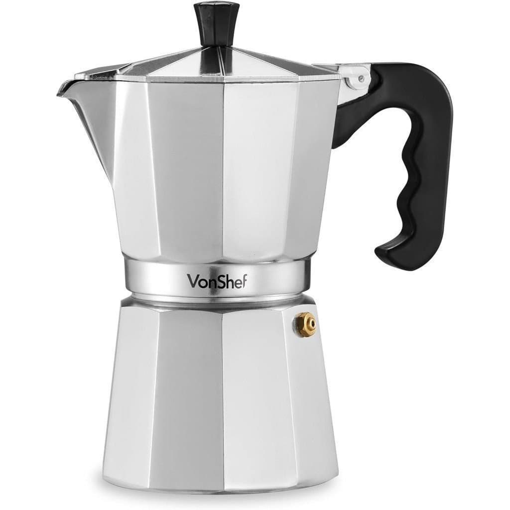 Cafeteira de espresso VonShef para fogão, cafeteira italiana de alumínio para 6 xícaras, moka pot de 300ml, adequada par