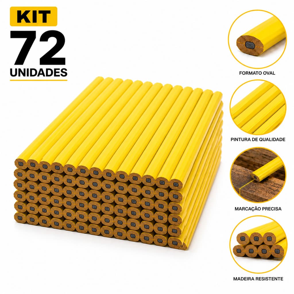 Kit 72 Lápis Pedreiro Carpinteiro Marceneiro Costureira Obra
