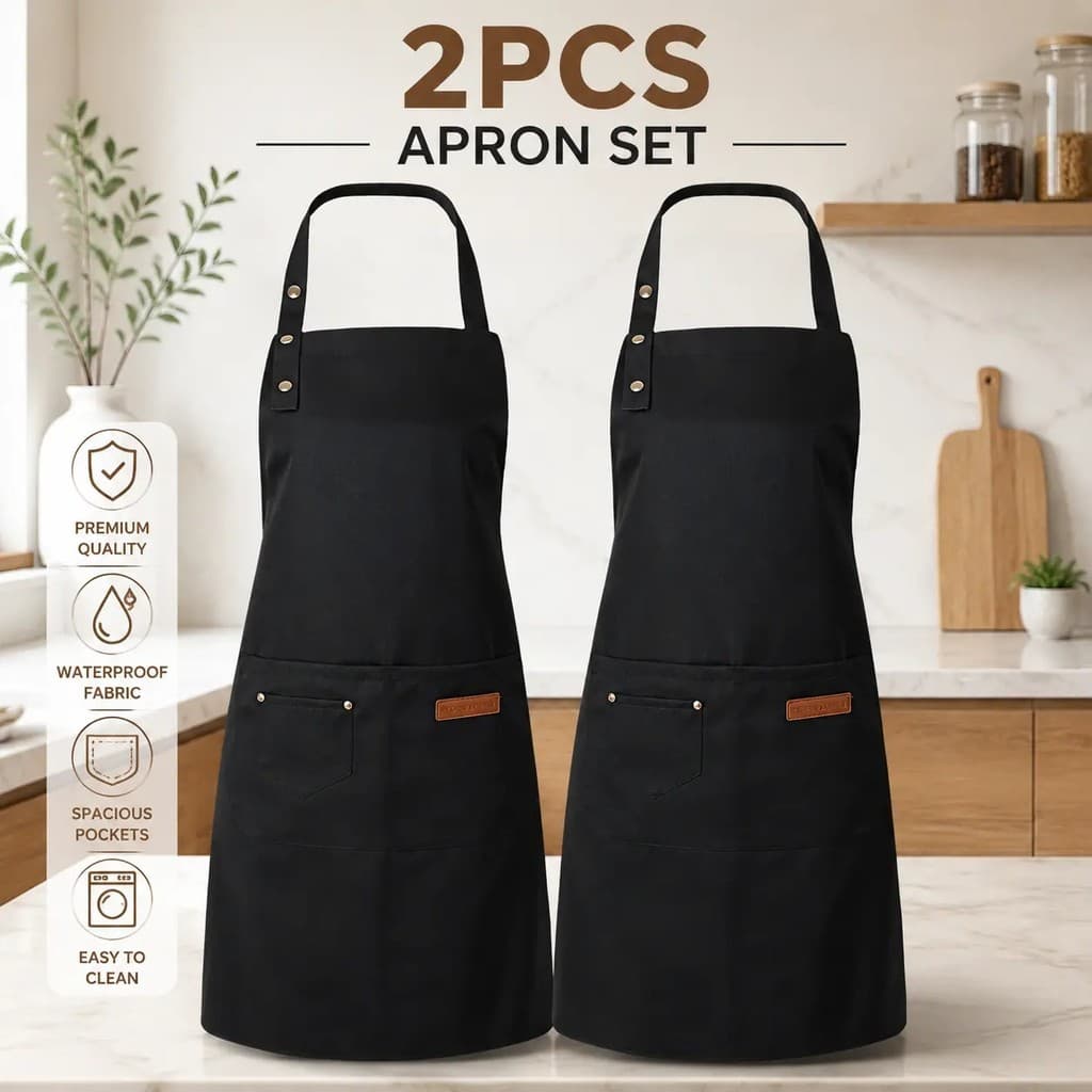 Conjunto de avental de Chef conjunto de 2 peças, com 3 bolsos, adequado para cozinhar, assar, churrasco, criação de arte