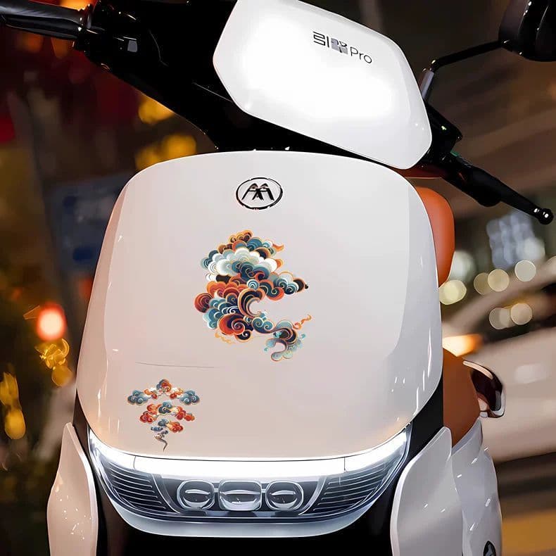 WZLQM711 Adesivo de carro para veículo elétrico, adesivo nacional moderno com padrão de nuvem, guirlanda decorativa excl