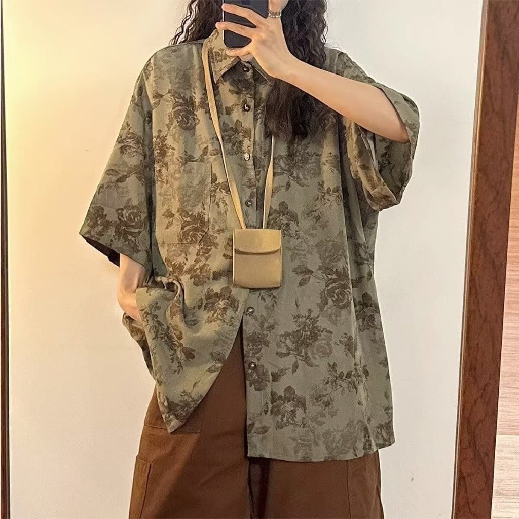 [10 cores 3XL] Novo estilo estilo chinês abotoado gola alta camisa feminina estilo manga comprida verão seda gelo fino e