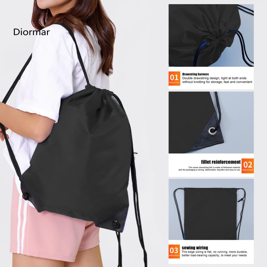 Portable Drawstring Bag Gym Waterproof Backpack for Men Women – Lightweight Sports Sackpack Perfect for Camping Hiking