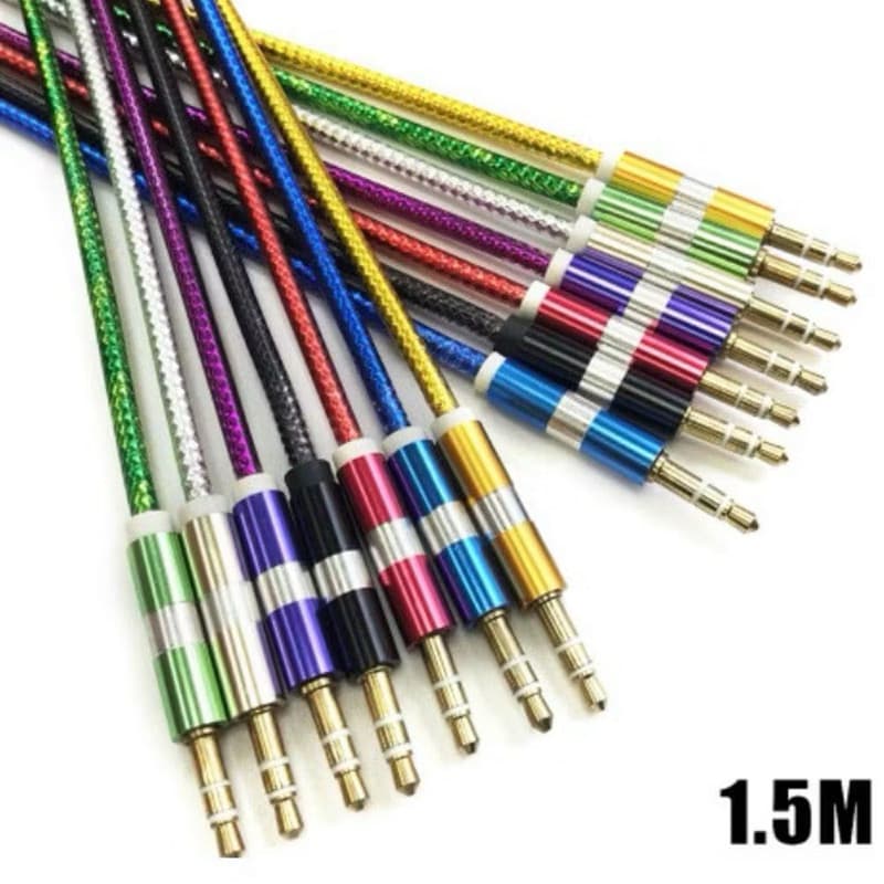 Cabo P2xP2 Auxiliar 3,5mm com 1.5 Metro Jack p/ Entrada P2 Auxiliar Alta Qualidade Anti-Nó Colorido
