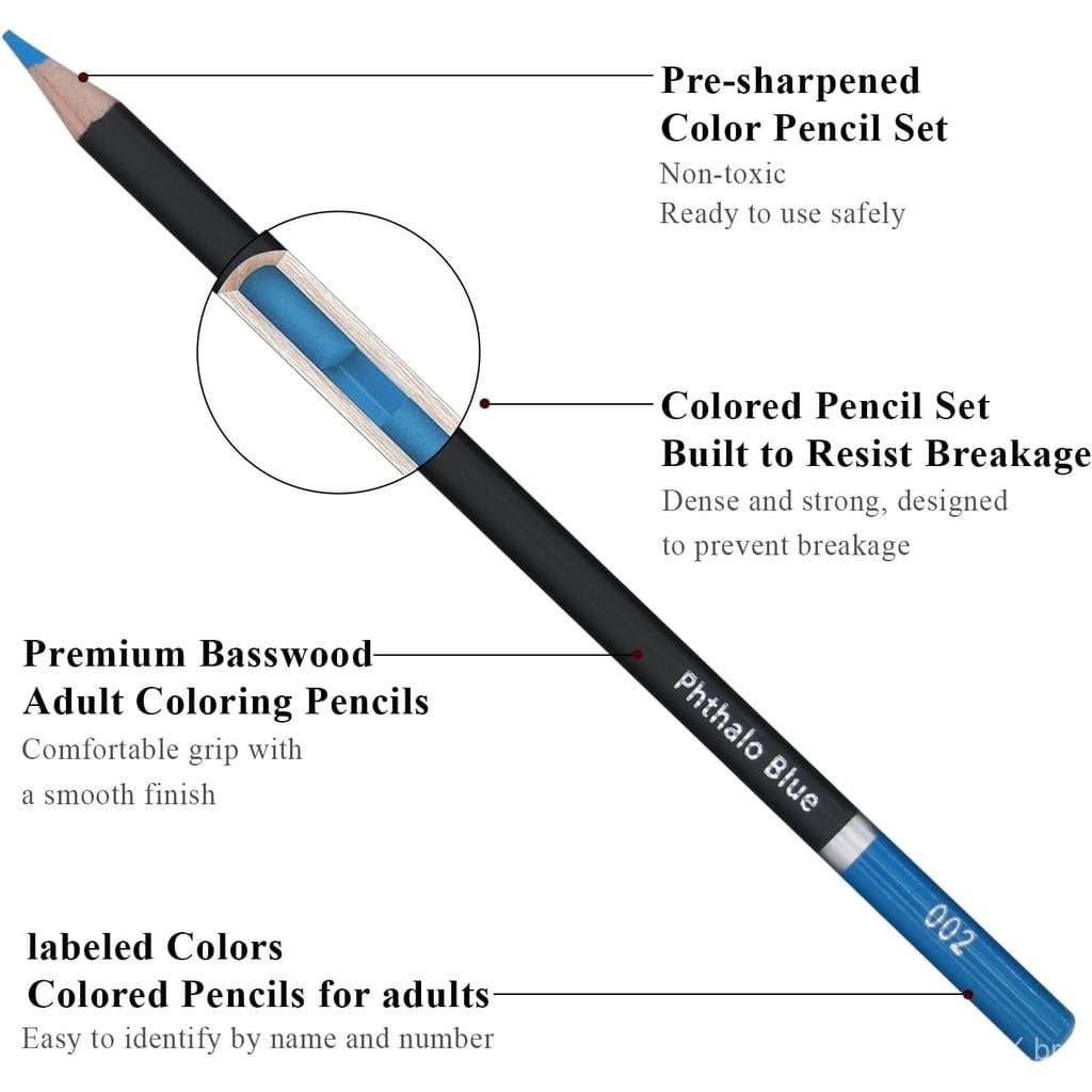Lápis de Cor Yagol para Livros de Colorir para Adultos, Conjunto de 72 Lápis de Cor, Lápis de Cor com Núcleo Macio para