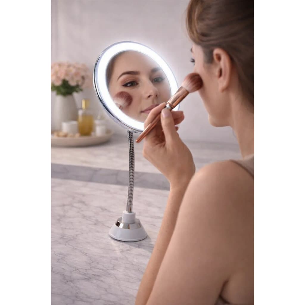 Espelho Maquiagem Flexível Redondo Batom Base Blush Visualização Nitidez Clarear Luz Equipamento