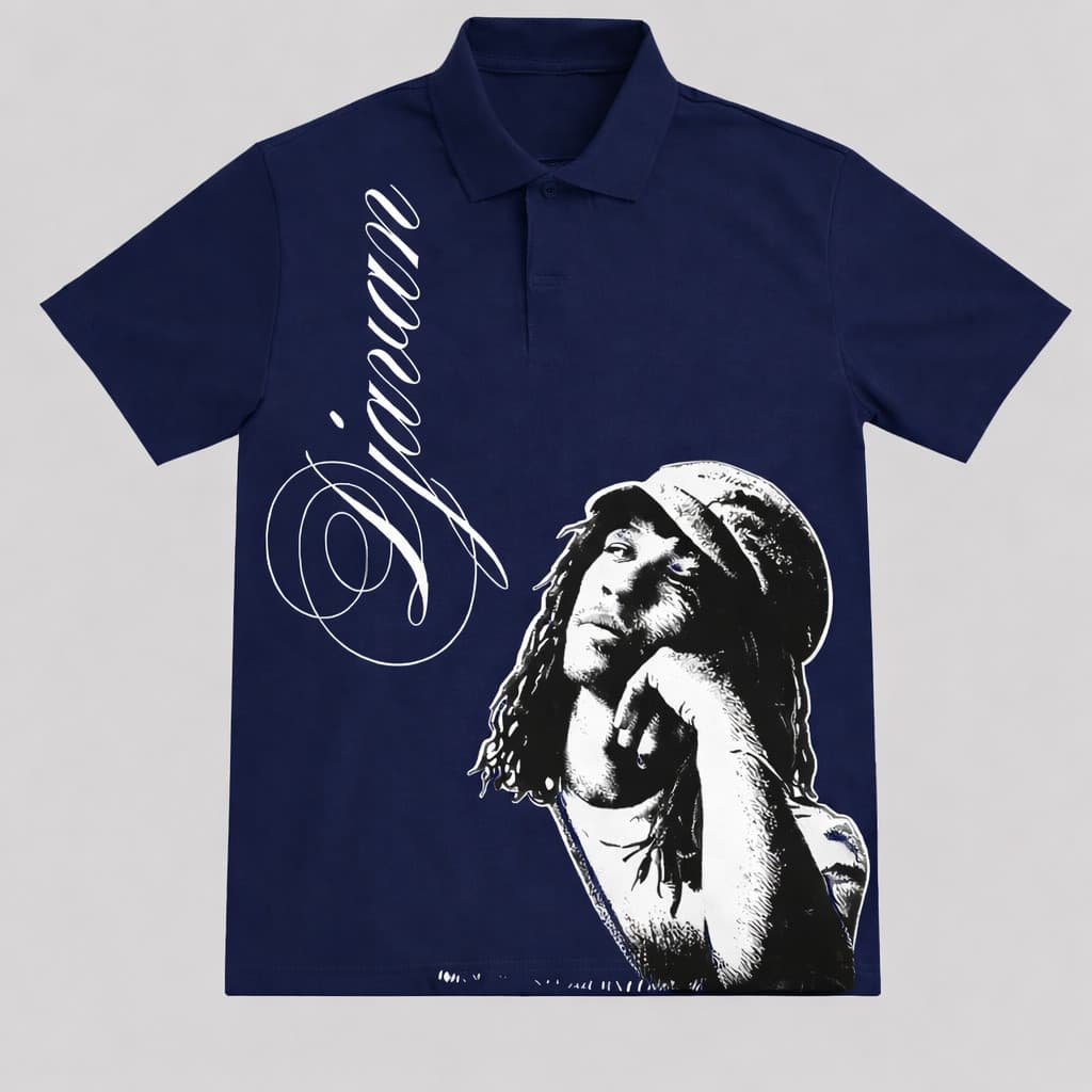 Camisa Polo Club Estilo DJAVAN Street Manga Curta Estampada Frente