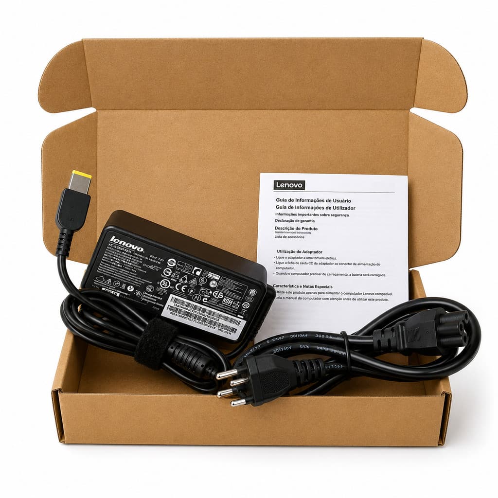 Fonte Lenovo Ponta USB-A 65W com Cabo de Energia