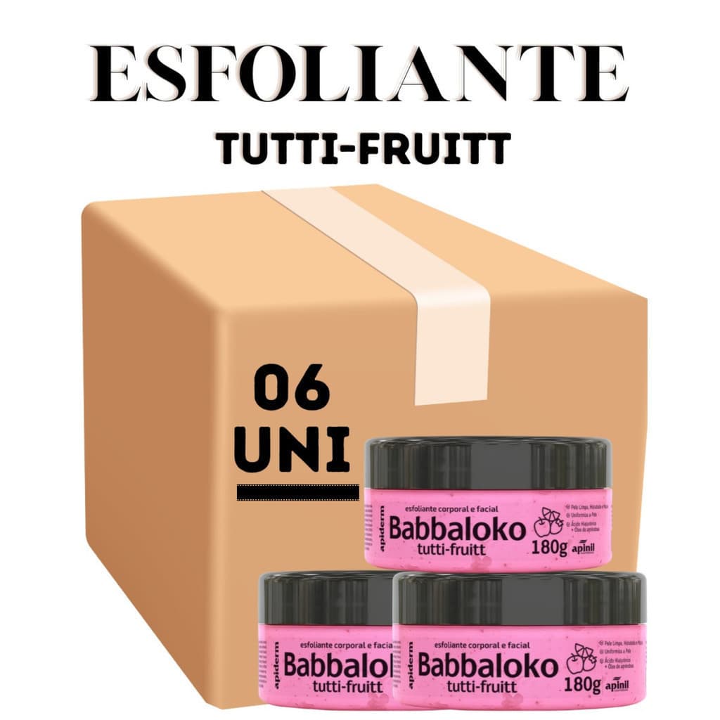 Kit 06 Unidades Esfoliante Corporal e Facial com Extrato de Frutas Tutti-Fruitt 180g Apinil (Campanha)