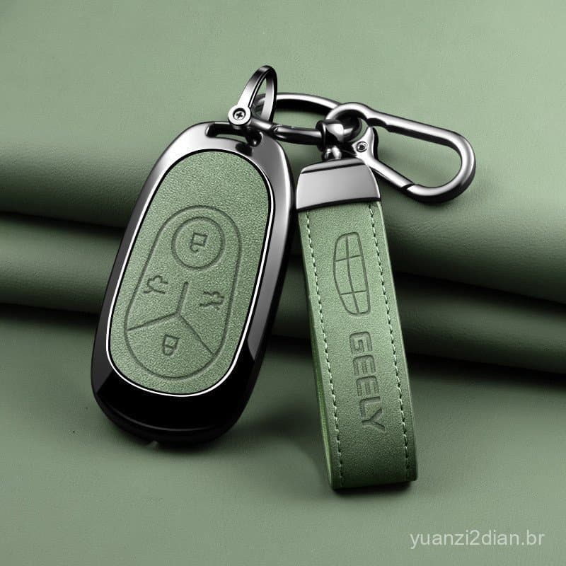 Capa de Couro Fosco + Capa Dura para Chave Remota Sem Chave QTSK Geely EX2 EX2 Pro para Chave Completa do Carro