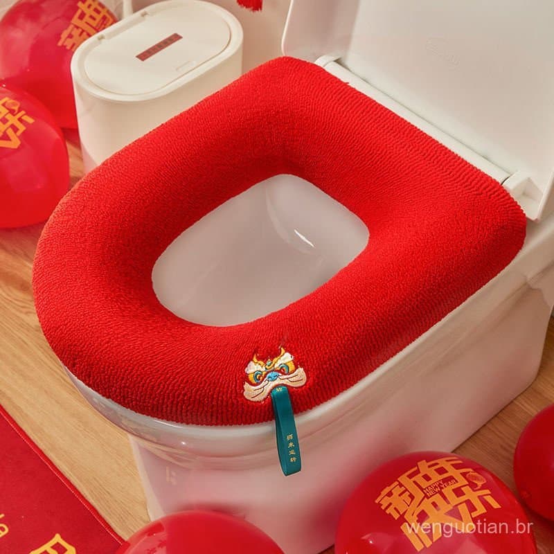 Sim, nova capa de assento sanitário vermelha para celebração de casamento, almofada macia e lavável, alta flexibilidade