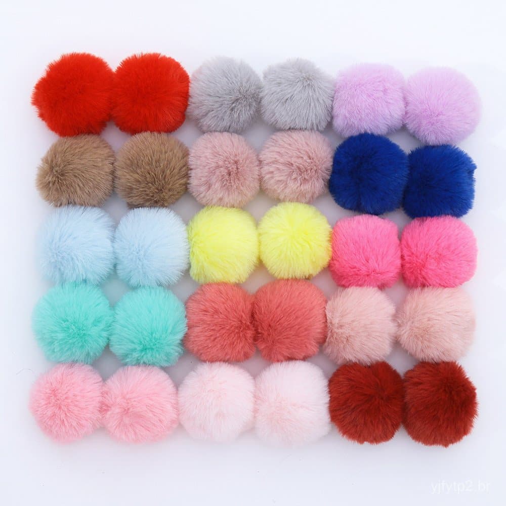 5 pom-poms, 5 cm de comprimento, macios e fofos, podem ser usados para chaveiros DIY, costura em cachecóis, chapéus, sap